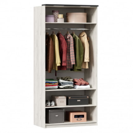 Шкаф двухстворчатый с комбинированными дверями Техно ЛД 678.130.000.007 Дуб Крафт белый Серый шифер_1