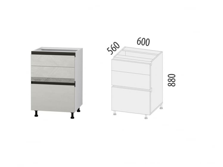 Напольный шкаф (3 ящика с системой плавного закрывания) Бостон 104.91_4