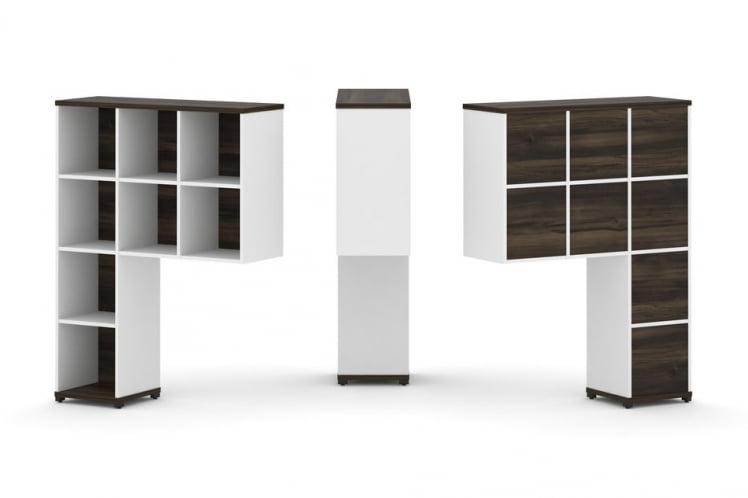 Надставка на стол высокая односторонняя + задняя стенка (8 шт.) CONCEPT CN.ONV-001 Дуб Мали Белый бриллиант Черный металл_0