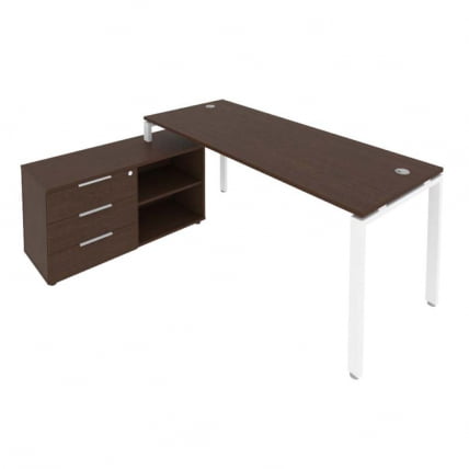 Рабочая станция на П-образном м/к с опорной тумбой левая Metal System БП.РС-СТС-2.5 Л Венге/Белый_0