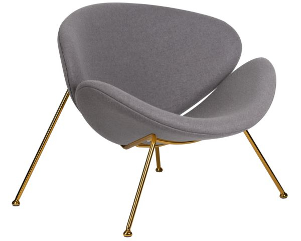 Кресло дизайнерское DOBRIN EMILY (серая ткань AF7, золотое основание) 2 шт_2
