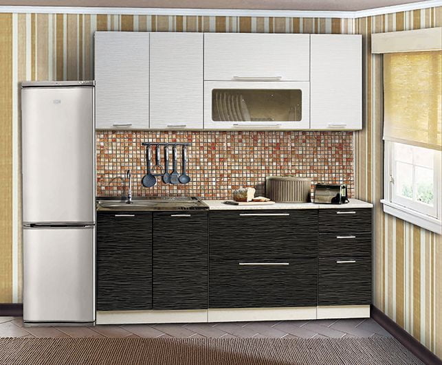 Кухонный гарнитур Диана 7 1.6 м Страйп белый/Страйп черный_0