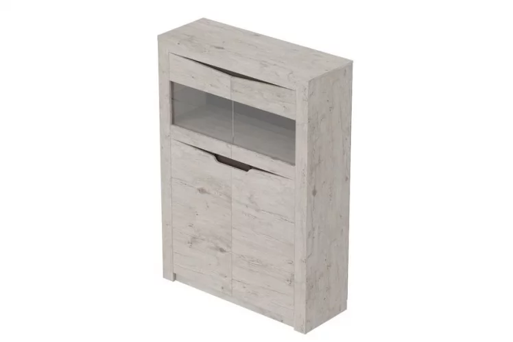 Шкаф двухдверный со стеклом Соренто 12 Дуб бонифаций_0