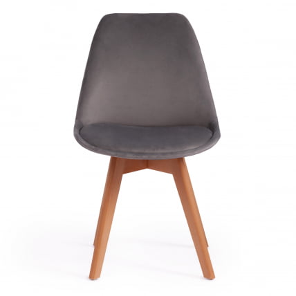 Стул TULIP SOFT (mod. 74) вельвет/дерево , 54 х 47 х 83 см , светло-серый (HLR19)/натуральный_4