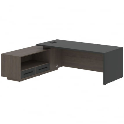 Стол руководителя левый VELION VCT 2319 L Яшма черный Дуб Сильвер_0