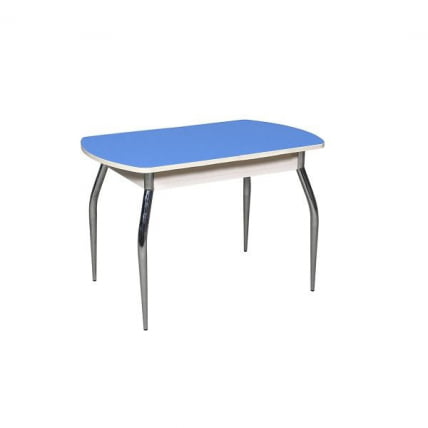 Стол раздвижной 1,55 Грация 2, СТЕКЛО, опоры изогнутые ХРОМ, Беленый дуб/Лагуна_0