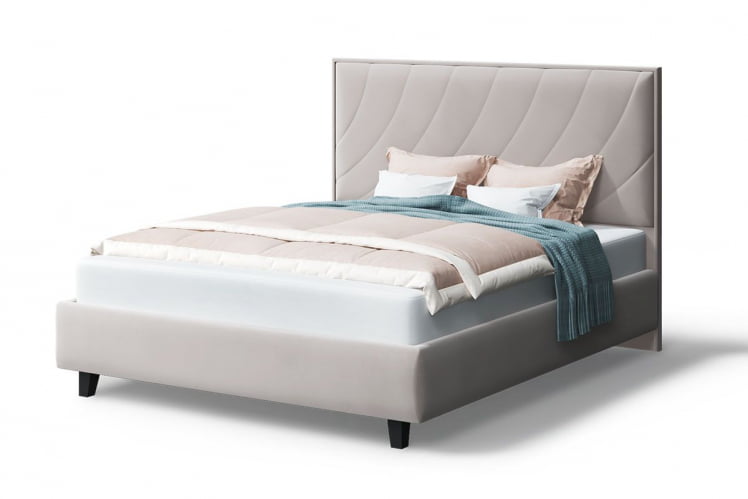 Кровать СОФИЯ 2000*1400мм (на опорах), велюр NEO 02 (бежевый), (б/основания, б/матраса)_0