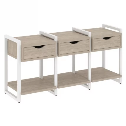 Тумба на регулируемых опорах наборная. Вариант №4 LOFT VR.L-TN-4.O Металл белый Дуб Аттик_0