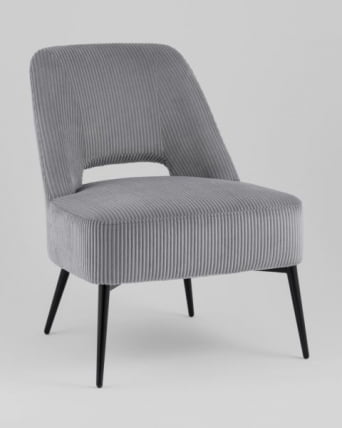 Кресло лаунж Бостон велюр рельефный светло-серый_0