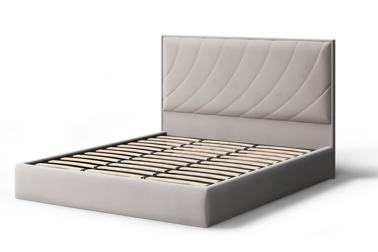 Кровать СОФИЯ 2000*1400мм (без опор), велюр NEO 02 (бежевый), (б/основания, б/матраса)_1