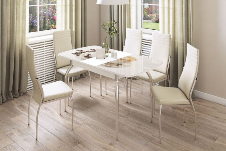 Стол обеденный раздвижной Танго Белый-Кофе_5