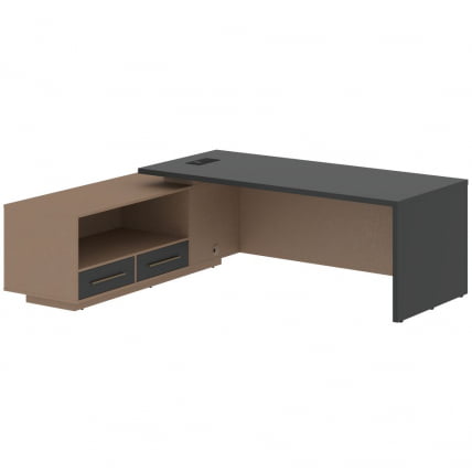 Стол руководителя левый VELION VCT 2319 L Яшма черный Кобра_0