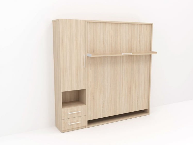 Кровать-трансформер Смарт 1 со шкафом 1400 левый Дуб молочный_0