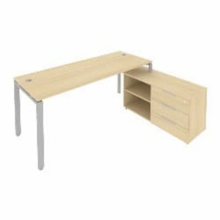 Рабочая станция на П-образном м/к с опорной тумбой правая Metal System Б.РС-СТС-2.5 Пр Акация/Серый_0