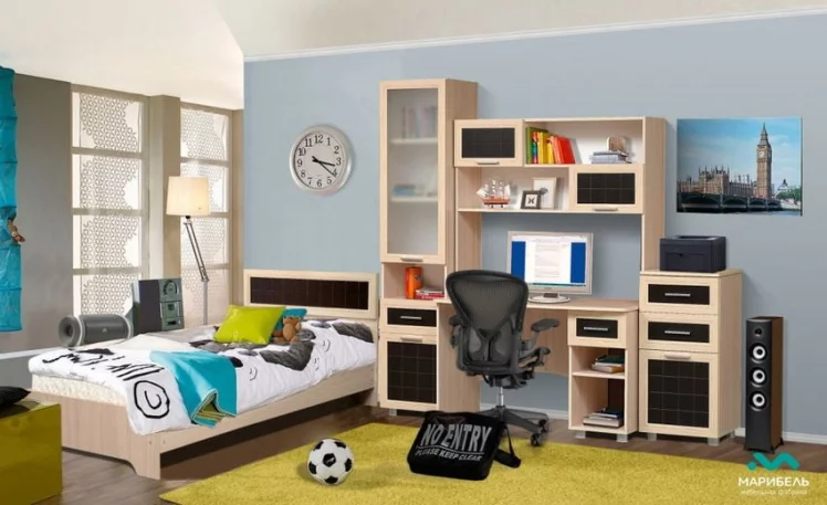 Комплект мебели для детской Уголок школьника №1 Дуб беленый Туя светлая_1