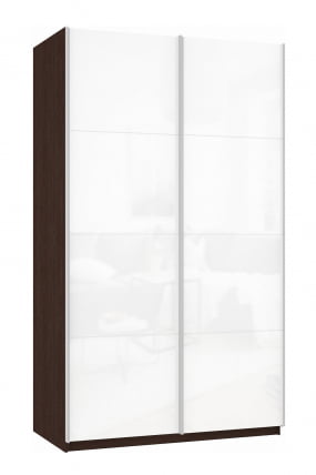 Шкаф-купе двухдверный Прайм 1600 Белое стекло/Белое стекло Венге_0