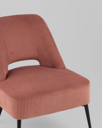 Кресло лаунж Бостон велюр рельефный коралловый_6