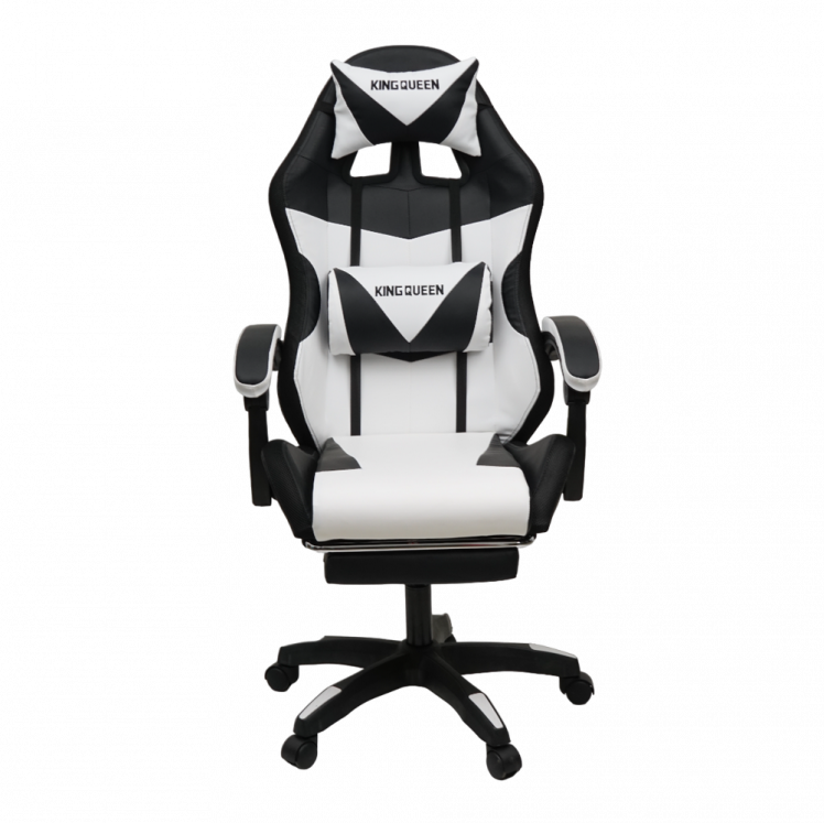 Кресло 908 KINGQUEEN цвет черный/белый с массажем и подсветкой 908-black-white-mass_2