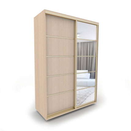 Шкаф-купе 2-х дверный Акцент-Квадро Д 1600х600  Дуб молочный/Золото_0