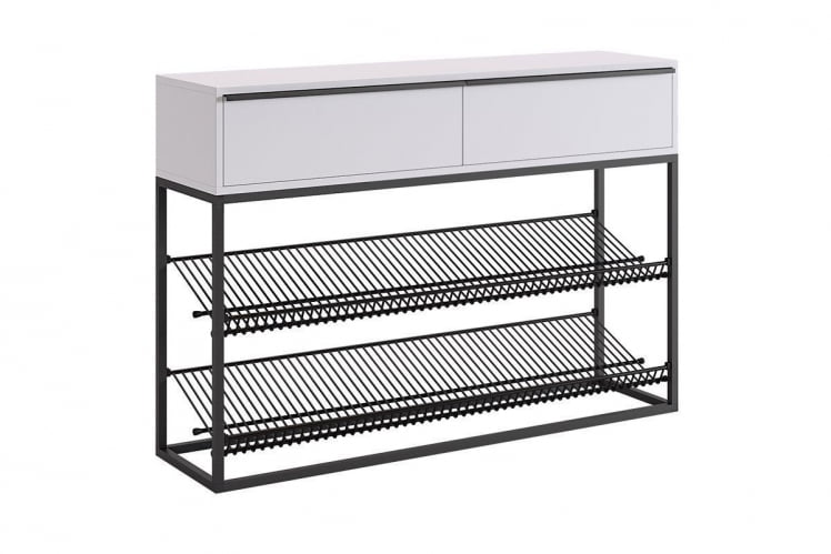 Обувница Крафт 2 ЛМН-02 черный муар/белый / LMN-02_0