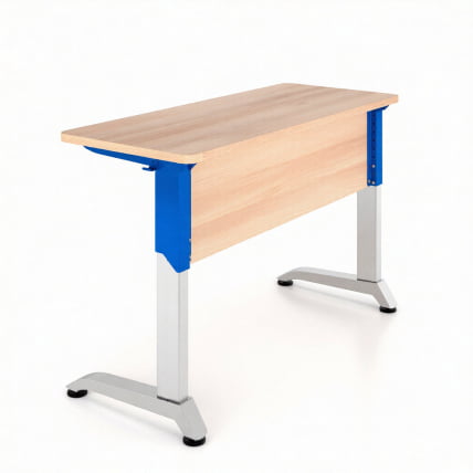 Парта двухместная Де Гласси Н (рост 3-5)  ЛДСП Дуб Сантана/ Металл Серый+Синий_0