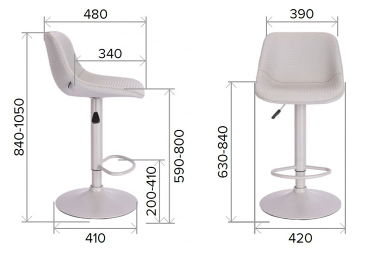 Барный стул Everprof Smile Grey Экокожа Серый_7