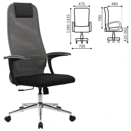 Кресло руководителя BRABIX PREMIUM Ultimate EX-801 хром Черное/серое_0