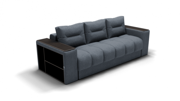 Диван Барон - 1 (ЗР) Цвет фасада: Серый; Тип: Прямой; Материал фасада: Металл/Велюр_0