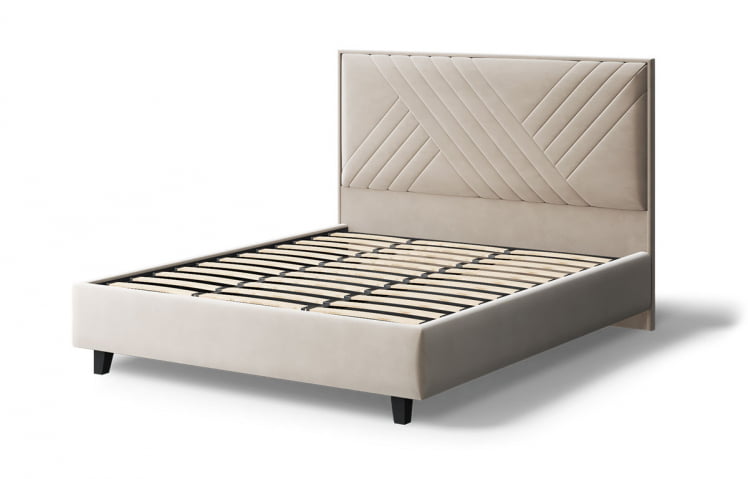 Кровать МИРА 2000*1200мм (на опорах), велюр Бренди лайт 03 (бежевый), (б/основания, б/матраса)_2