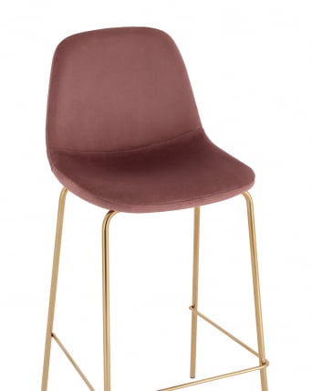 Стул барный Валенсия SN золотые ножки велюр Пыльно-розовый_6