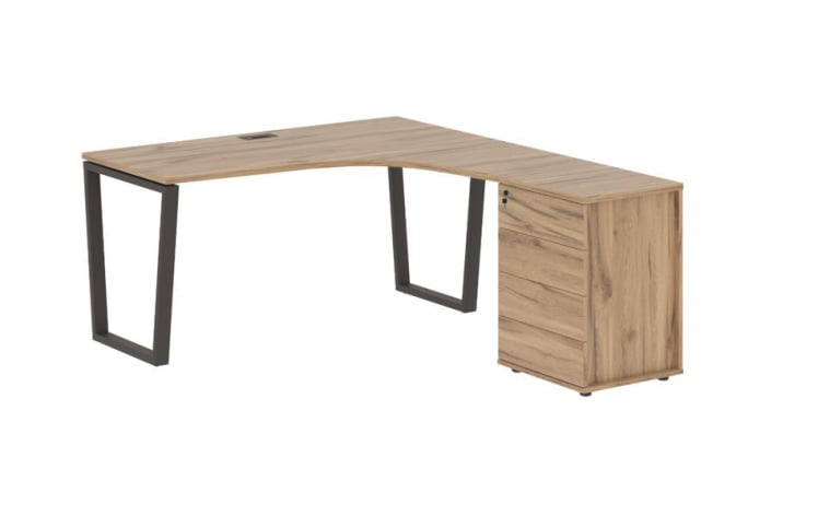 Стол эргономичный с тумбой правый EDIS EVCET 1518 R Дуб Денвер светлый Мокко_0