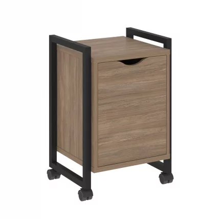 Тумба на колесных опорах с распашным фасадом LOFT VR.L-T2.K Металл черный Дуб Аризона_0