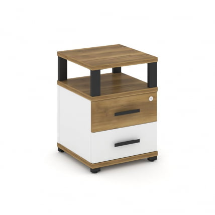 Тумба приставная с 2-мя ящиками и надставкой CONCEPT CN.TUP-002 B/W Сандал Янтарный Белый бриллиант Черный_0