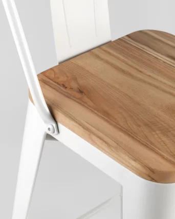 Полубарный стул Tolix Wood со спинкой Белый_6