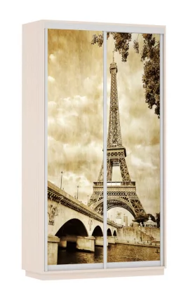 Шкаф-купе двухдверный Экспресс Дуо 1200х2200h Париж/Дуб молочный_0