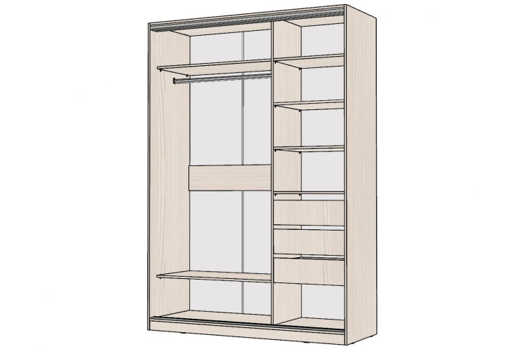 Шкаф-купе 2-х дверный Виктория 1600х584х2300, Бодега светлая 16ДЛЛЛДЛЗЛ-ПЯ-Бс 310-426_1