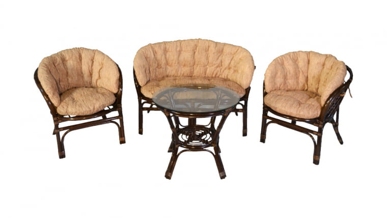 Комплект Багама с диваном, подушки светлые полные Bahama11 темно коричневый_0