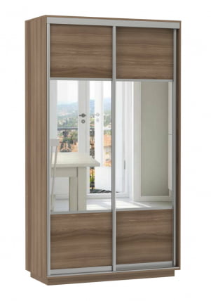 Шкаф-купе двухдверный Экспресс Дуо Комби 1200х2200h Ясень шимо тёмный_0