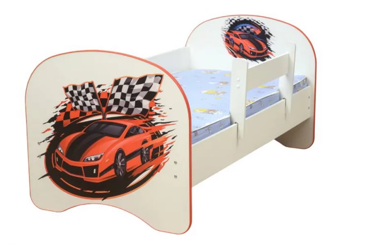 Кровать детская с фотопечатью без ящика 800*1600 Машина_0