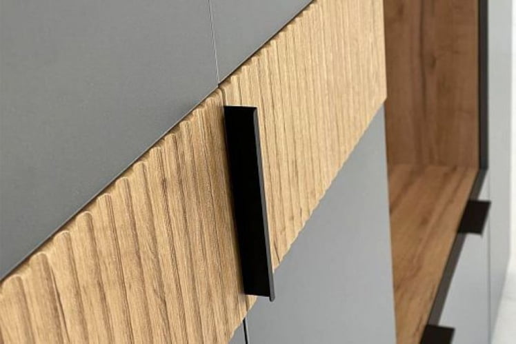 Шкаф двухдверный Бери MPR-024 Дуб крафт золотой/графит_6