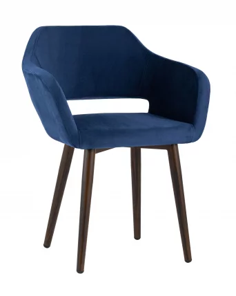 Стул с подлокотниками Саймон велюр Темно-синий_0