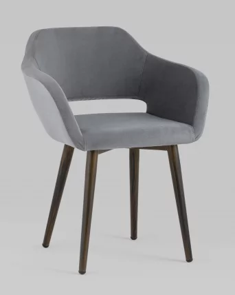 Стул с подлокотниками Саймон велюр Темно-серый_1