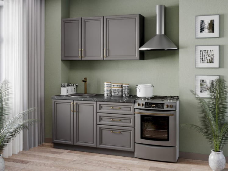 Тумба кухонная 600 с 3 ящиками ЛЮКС (4) Джелатто ЛД 241.910.000.164 Черный Оникс серый_2