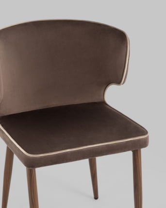 Стул Матео с кантом велюр Коричневый_2