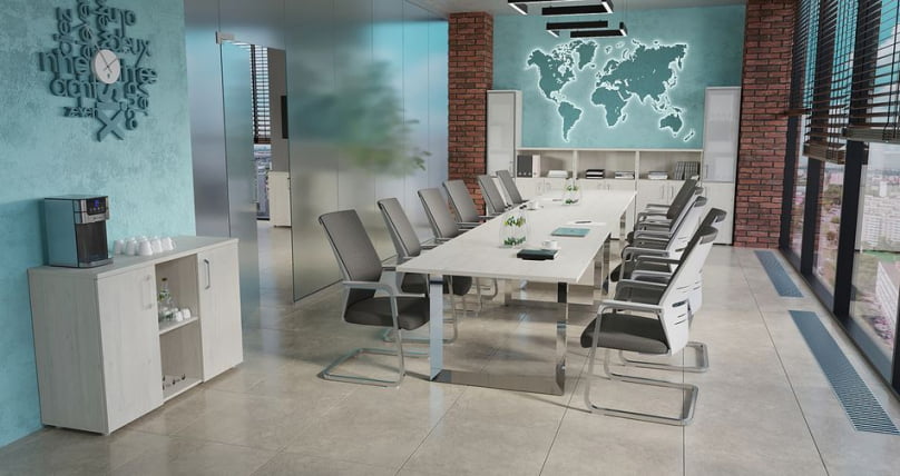 Стол переговорный на П-образном м/к ONIX DIRECT LUX M-O.MP-PRG-19 Денвер светлый_1