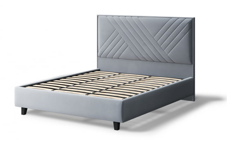 Кровать МИРА 2000*1200мм (на опорах), велюр NEO 25 (серый), (б/основания, б/матраса)_1