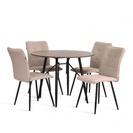 Стул обеденный Bari флок , 46х55х89, бежевый/черный, 7_9