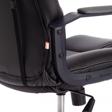 Кресло DRIVER (22) кож/зам/ткань, черный/серый, 36-6/TW-12_11