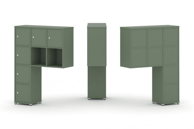 Надставка на стол высокая односторонняя + задняя стенка (8 шт.) + распашной фасад (6 шт.) CONCEPT CN.ONV-009 Кобо Белый металл_0