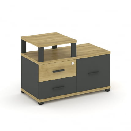 Тумба приставная сервисная с надставкой узкой CONCEPT CN.TSR-002 B/W Дуб Винченцо Антрацит_0